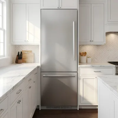 30 Inch Semi Built in Refrigerator 15.96 Cu.Ft Bottom Freezer Stainless Steel Frost-Free Energy Efficient Water Dispenser