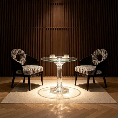 Factory Custom Modern Clear Acrylic Tempered Glass Top Side Table Eco-Friendly Durable Living Room Cafe Hotel Commercial