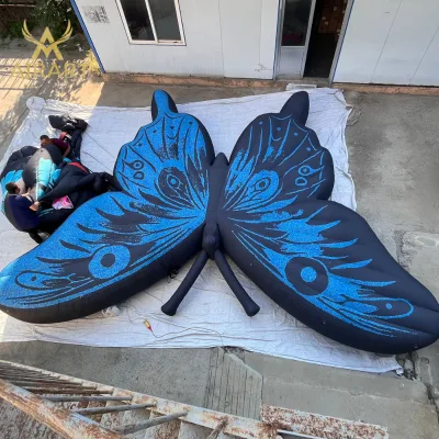 Beautiful Inflatable Mysterious Shinning butterfly Balloon for Art Exhibition,giant Blow up butterfly for Party Decoration