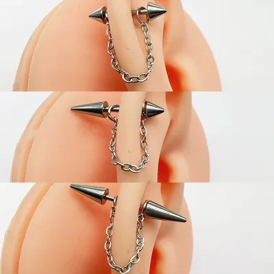 Punk Trendy Cone Spirle Earrings Studs Cool Accessories for Men Women Grunge Charms Earrings Cartilage Goth Piercing Jewelry