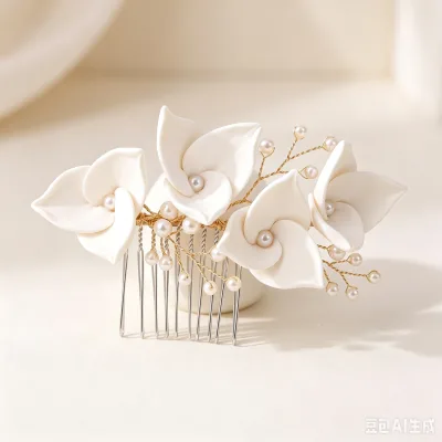 AP-4719-6A Wholesale Side Piece Elegant Imitation Pearl Hand Shaped Ivory Clay Floral Comb Wedding Bridal Hair Accessories
