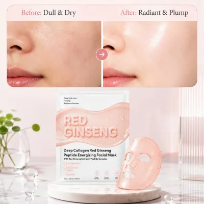 Cleansing Radiant Skin Glow Mask Energizing Red Ginseng Root Collagen Hydrogel Peptide Face Mask Sheet