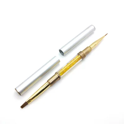 Custom Luxury Rhinestone Crystal Handle Double Side Head Nail Art Liner 3D Flower Square Gel Brush
