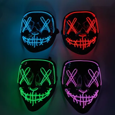OEM Supplier Party Customized Christmas Cosplay Luminous Purge Mask LED Cold Light Face Mask Neon Wire Rave EL USB Rechargeable