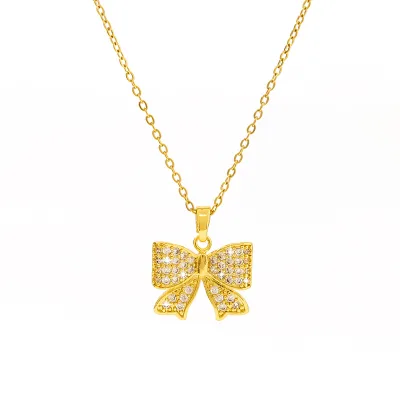 High Quality Autumn and Winter Essential Exquisite Bow Pendant Necklace