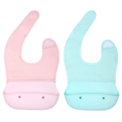 New Hot Sale Baby Waterproof Bibs Printed Rubber Silicone Baby Bib With Pocket