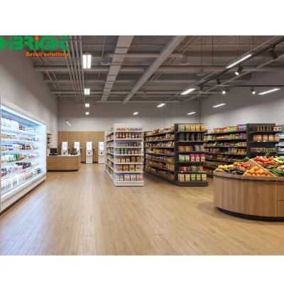 Supermarket Open Beverage Chiller Refrigerator Metal Gondola Shelf Convenience Store