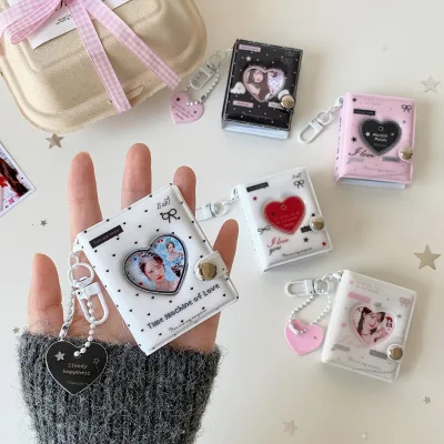 INS Original Small Heart 2inch PVC Credit Card & ID Photo Storage Album with Student Photo Sticker and Fan Card Holder