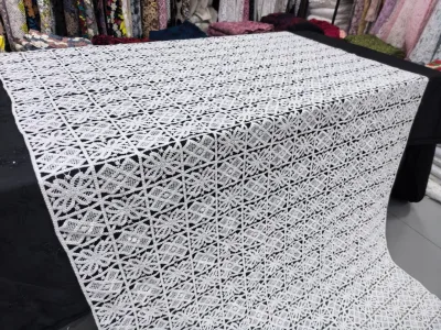 Environmentally Friendly Skin-friendly 100% Pure Cotton Woven for Voile Lace Edge Fabric Breathable Soft for Clothing Dresses