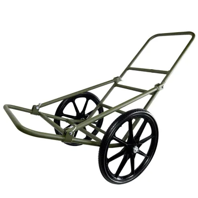 JH-Mech Olive Drab 300Lbs Lightweight Aluminum Game Cart Fold-Flat Utility Cart for Transport Hunting Heavy-Duty Metal Deer Cart