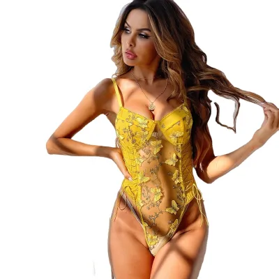 Wholesale Sexy Women's Suspender One-piece Colorful Mesh Underwear