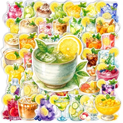 50PCS Colorful summer iced beverage juice lemon fruit drink sticker