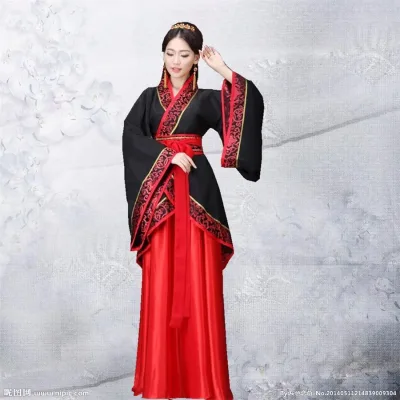 Long Sleeves Hanfu Long Dress Patchwork Ancient Style Chinese Traditional Costumes Performance Skirt Cheongsam Women's Polyester