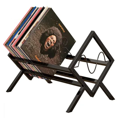 Factory Price CD Rack Black Metal Vinyl Record Holder Desktop LP Album Storage Shelf Modern Record Player Stand