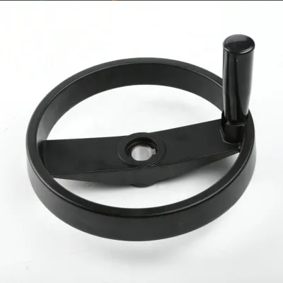 Wholesale Round Aluminum Alloy Handwheel Corrugated Foldable Handle Double Spoke Handwheel Black Machine Handwheel