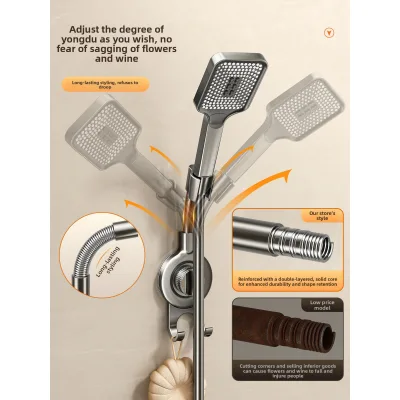 Modern Minimalist Non-Punch Shower Holder with Hybrid Water Outlet Removable Bathroom Hanger & Accessories