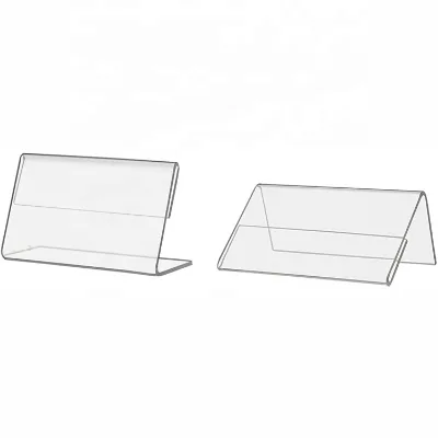 Small Counter Top Slant Acrylic Price Tag Stand Name Plate Tent Place Card Label Holder