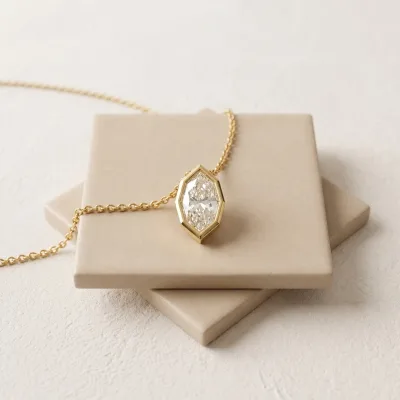 Wholesale Minimalist S925 Solitaire diamond Dinner Jewelry 6 Claw Four Prong 7*14mm 3ct Marquise Cut Moissanite Pendant Necklace