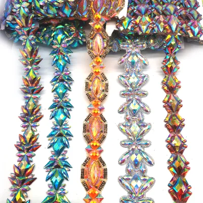 Customize Hot Selling Inspire Designs Rhinestone Trim Iron on Applique Trimming for Notting Hill Carnival Dressing
