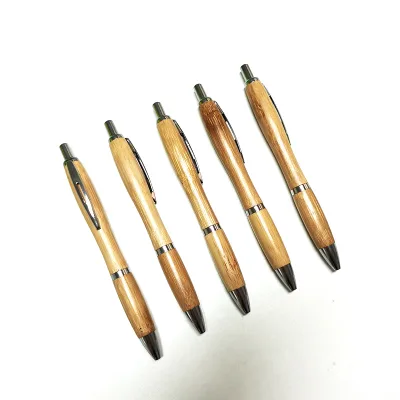 Custom logo Retractable Writing Eco Friendly Bamboo Wood Ballpoint Pen