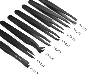 ESD Anti-static Plastic Tweezers 9330 Series Made of PP Black Material for Electrical Components