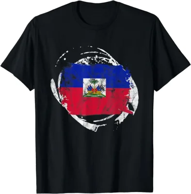 Online Shop Dropshipping Haiti Flag Design Clothing Custom Haitian 220 Gsm Cotton T Shirt