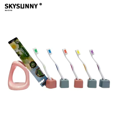 S-Shaped Curved Body Single Oval Grip Anti-Slip Fine Soft Toothbrush Bulk Wholesale Supply