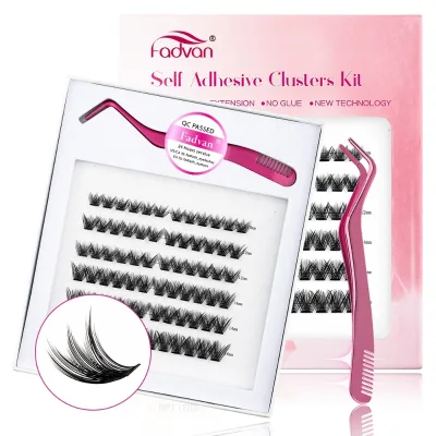 Private Label Synthetic Hair Segmented Eyelash Volume Soft Natural Long Individual Diy Self-adhesive Cluster Lashes Extensions
