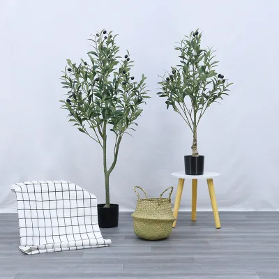 Nordic INS Style Artificial Green Plastic Palm Tree Potted Indoor Living Room Floor Decoration 100cm Olive Tree New Year