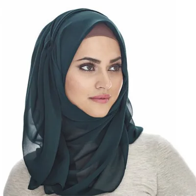 Women Plain Bubble Chiffon Scarf Hijab Wrap Print Solid Color Shawls Headband Muslim Hijabs Scarves Scarf 47 Colors M0234
