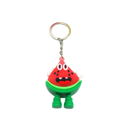 Hot Selling Cheap Plastic PVC Keychain Promotional Gifts Cute Fruits Design Key Rings
