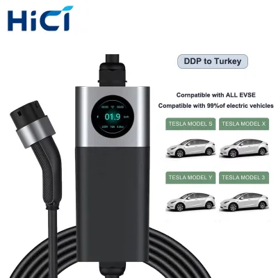 HICI 7KW 11KW 22 kw Portable EV Charger Type 1 Type 2 Gbt EV Charger 32A 7KW Portable ForTesla