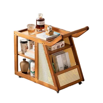 Solid Wood Utility Cart Winter Wood Sofa Side Cabinet for Living Room Dining Bus Tea Table Movable Several Carts