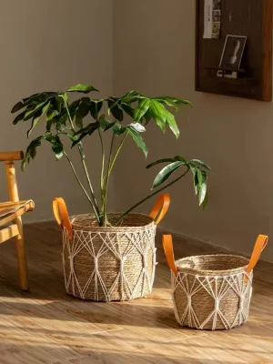 Woven Fabric Storage Baskets for Dirty Clothes, Japanese-style Household Snack and Toy Storage Organizer Baskets