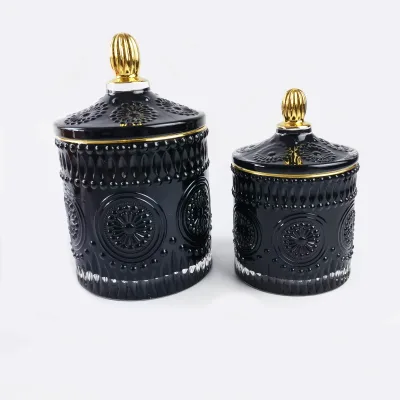 Sunflower Patter Glass Jar Premium Bathroom Glass Storage Jar Elegant Vanity Organization Solution