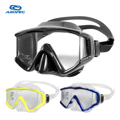Professional Adjustable Silicone 3 Lenses Scuba Diving Mask with Panoramic Wide View Tempered Glass Custom Logo OEM/ODM