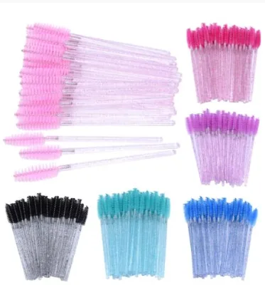 50pcs Newest Crystal 3D Eyelash Mascara Wands Clear Lash Spoolies Wholesale Eye Lashes Brushes Micro Applicators