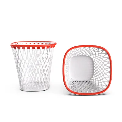 White Office Paper Basket With Exclusive Patent Design Easy to Discard Garbage Basketball Wastepaper Basket
