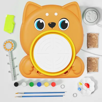 Children Toys Educational Learning Electric Turning Dog Making Pottery Wheel Machine Drawing Arts and Crafts Kit for Kids Diy