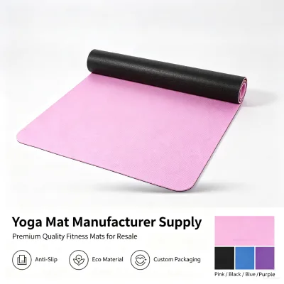 OEM Double Color PVC Yoga Mat Low Odor Dry Grip Floor Pad with Carry Bag for Wellness Studio Retail Supply