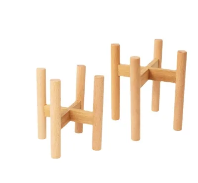 Indoor Floor Standing Natural Bamboo Eco-Friendly Rustic Modern Design PE Coated Plant Stand for Flower Pot Holder