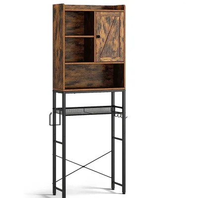 The Toilet Storage Rack with Cabinet 5-Tier Bathroom Space Saver with Adjustable Shelf, Freestanding Bathroom Organizer
