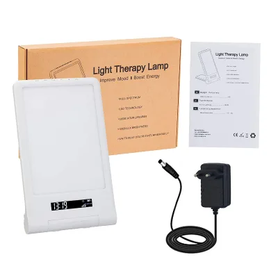 Light Therapy Lamp 10000 Lux Simulated Sunlight UV-Free LED 2 Color Temperature Adjustable Timer Foldable Stand Rechargeable