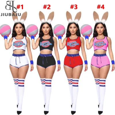 Bunny Rabbit Cosplay Costume Rabbit Bunny Jam Costumes Women Girls Party Clothes Tops Shorts Outfit Set(No Accessories)
