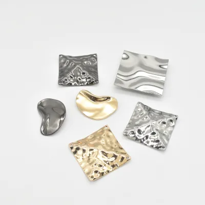 Wavy Hammered Metal Findings Irregular Square Curved Metal Accessories Texture Metal Components for Clothes Pin Buckle