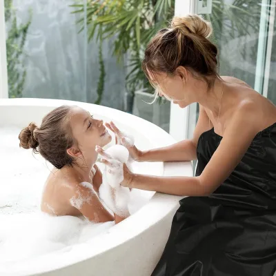 Lightweight Disposable Spa Bath Skirts Nonwoven Black Woven Towel Wraps with Rubber Band Knee Length for Summer