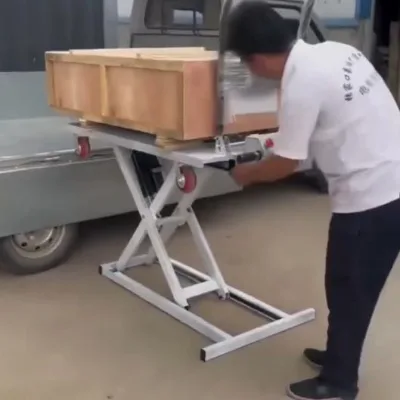 Heavy Duty Electric Hydraulic Lift Table Cart Platform Trolley 280kg Capacity Steel Construction for Industrial Handling