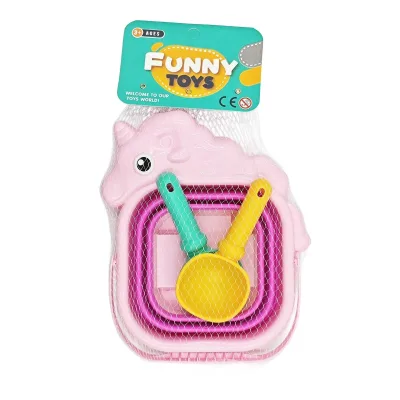 Summer Outdoor Beach Bucket 3 Piece Sand Play Tool Set for Children