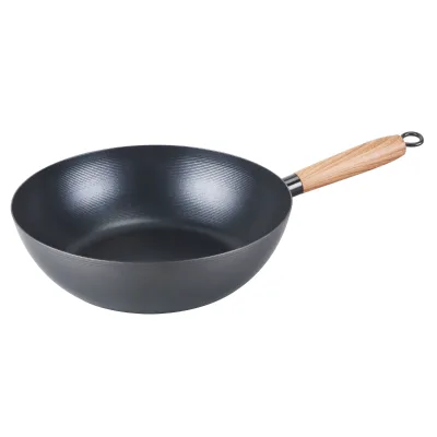Traditional Chinese Wok Round Carbon Steel Gas Wok with Durable Non-Stick Coating Cookware