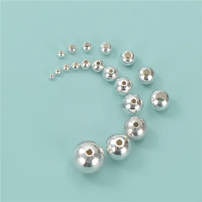 2mm -12mm Ball Beads High Quality S925 Sterling Silver Smooth Round Beads for Necklace Bracelet Ankle Diy Jewelry Accessories
